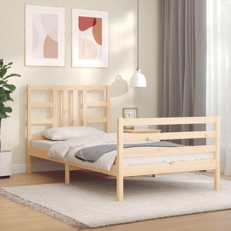 GoodValue Bed Frame with Headboard 90x200 cm Solid Wood