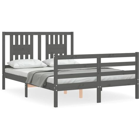 Goodvalue Bed Frame With Headboard Grey X Cm Solid Wood