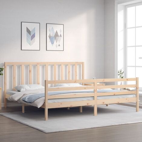 GoodValue Bed Frame with Headboard 200x200 cm Solid Wood