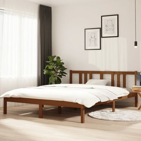 Brown wood deals bed frame queen