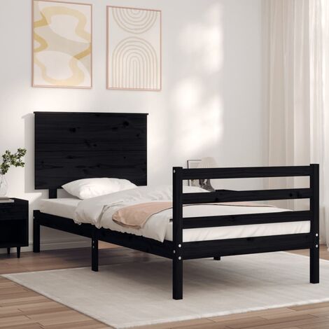 Black twin bed store frame with headboard