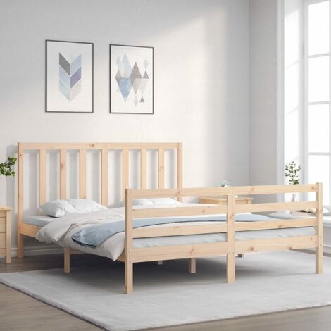 Goodvalue Bed Frame With Headboard King Size Solid Wood