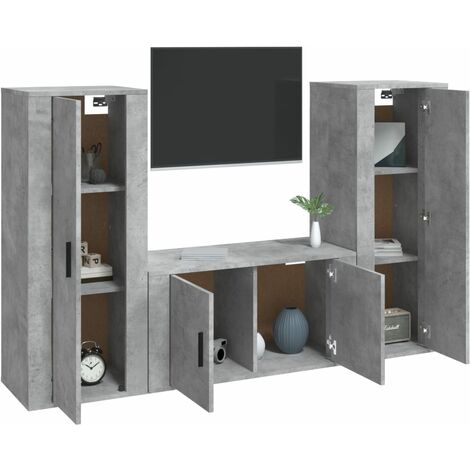 Mayfair Piece Tv Cabinet Set Concrete Grey Engineered Wood