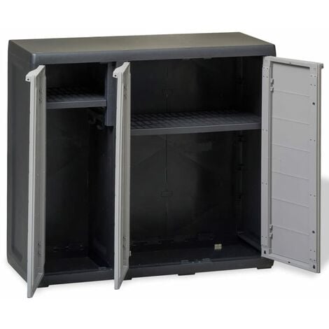 Mayfair Garden Storage Cabinet with 2 Shelves Black and Grey