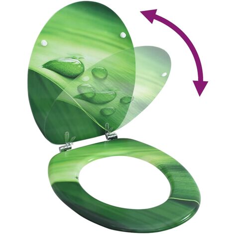Mayfair WC Toilet Seat with Lid MDF Green Water Drop Design