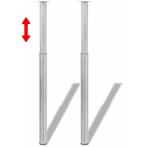 2 Telescopic Table Legs Brushed Nickel 710 Mm-1100 Mm