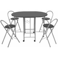 Galligan Folding Dining Set with 4 Chairs by Brayden Studio - Black
