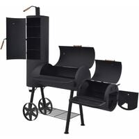 BBQ Offset Charcoal Smoker and Grill by Symple Stuff - Black