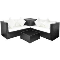 Bechtold 4 Seater Rattan Corner Sofa Set by Dakota Fields - Black