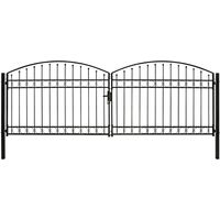 Declue Double Door Arched Top Fence 13' x 4' (4m x 1.25m) Metal Gate by Dakota Fields - Black