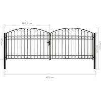 Declue Double Door Arched Top Fence 13' x 4' (4m x 1.25m) Metal Gate by Dakota Fields - Black