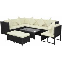 Bechtel 10 Seater Rattan Corner Sofa Set by Dakota Fields - Black