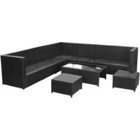 Bechtel 10 Seater Rattan Corner Sofa Set by Dakota Fields - Black