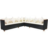 Beaudry 9 Seater Rattan Corner Sofa Set by Dakota Fields - Black