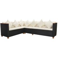 Connelly 8 Seater Rattan Corner Sofa Set by Dakota Fields - Black