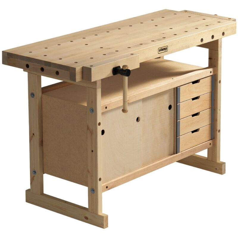 Sjöbergs Hobelbank Nordic Plus 1450 + 0042 Schrank Werkbank Birke