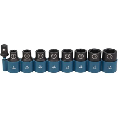 Makita Schlagnuss-Set IMPACT BLACK 9-tlg. – 1/2" Vierkantaufnahme – Chrom-Molybdän – für Schlagschrauber und Akku-Schrauber (1/3)