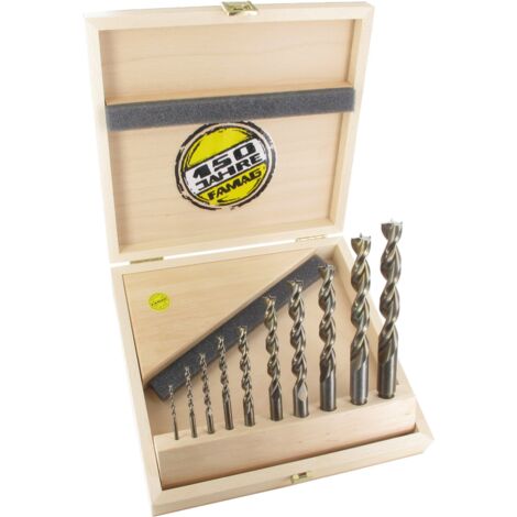 Famag HSS-Holzspiralbohrersatz 10-teilig Ø 3 4 5 6 8 10 12 13 14 16 mm