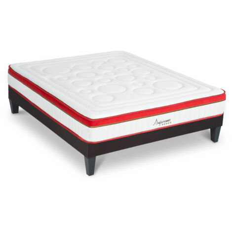 Matelas Suprême Mousse Haute densité Accueil Mémoire de forme et sommier tissu gris - 140 x 190 cm (1/5)