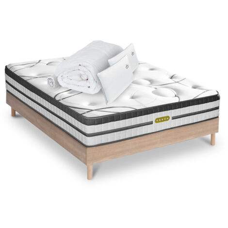 Ensemble Matelas Concorde Ressorts ensachés Accueil mémoire + sommier + accessoires - 180 x 200 (1/5)