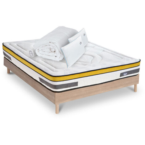 Ensemble Matelas Aubertin Ressorts ensachés Accueil mémoire + sommier + accessoires - 180 x 200 (1/5)