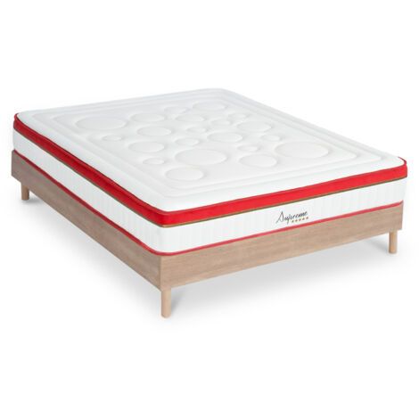 Ensemble Matelas Suprême Mousse Accueil mémoire moelleux - 24 cm et Sommier Bois - 180 x 200 cm (1/5)