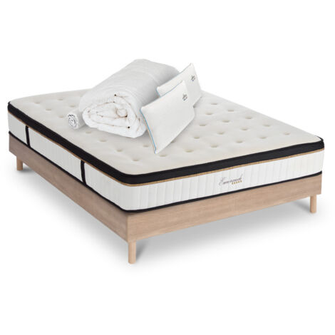 Matelas Emeraude Mousse Haute densité Accueil Mémoire de forme+ sommier + accessoires - 180 x 200 cm (1/4)