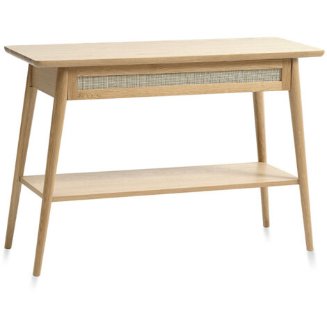 Console 2 plateaux 1 tiroir - Bois et rotin - CAPRI (1/5)