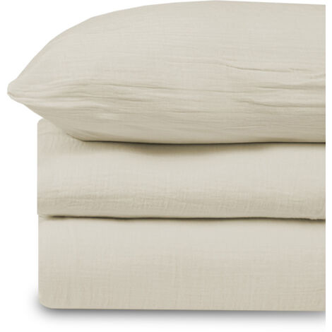 Parure de lit 140 cm gaze de coton sable (1/5)