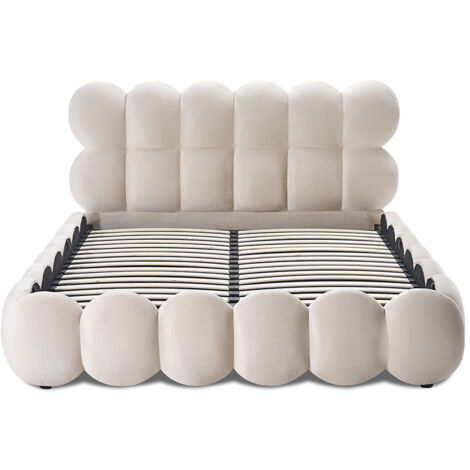 Lit coffre Megève velours beige 140x190 cm (1/5)