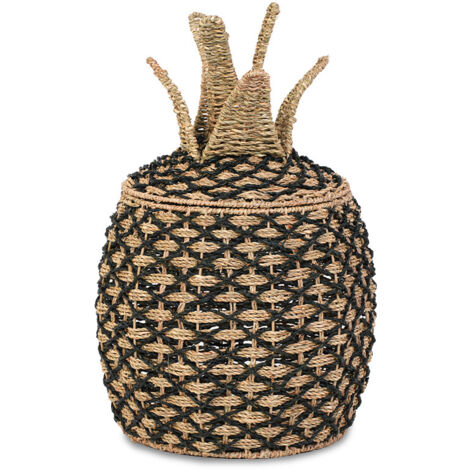 Panier ananas jonc de mer naturel et noir (1/5)