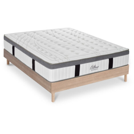 Ensemble Matelas Altesse Mousse Accueil Mémoire - 26 cm et Sommier Kit Bois - 160 x 200 cm (1/5)