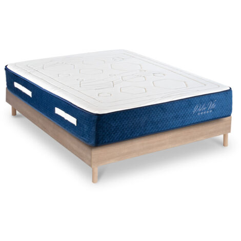 Ensemble Matelas Dolce Vita Ressorts ensachés Accueil mémoire 28cm et Sommier Kit Bois 140x200cm (1/5)