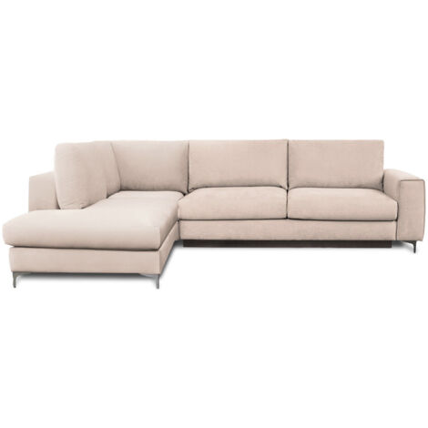 Canapé Velours Angle Gauche Beige Fiesole 4 Places (1/4)