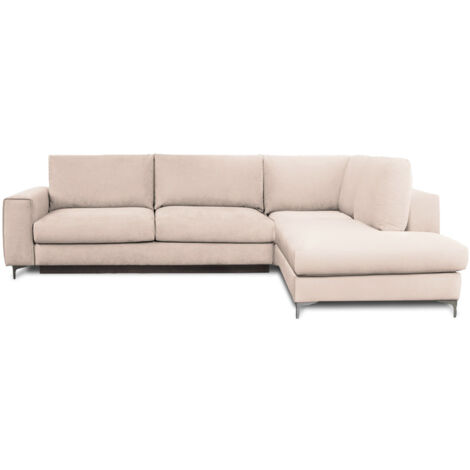 Canapé Velours Angle Droit Beige Fiesole - 4 Places (1/4)