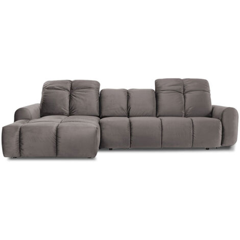 Canapé Velours Convertible Angle gauche Gris clair Anacapri - 3 Places (1/5)