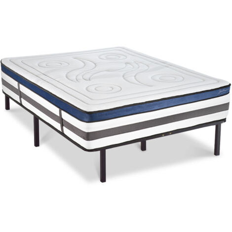 Ensemble Matelas Quintessence Mousse Accueil Mémoire Cocooning 30cm et sommier métal 180x200cm (1/5)