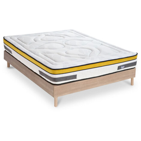 Ensemble Matelas Aubertin Ressorts ensachés Accueil mémoire + sommier kit bois - 140 x 190 cm (1/5)