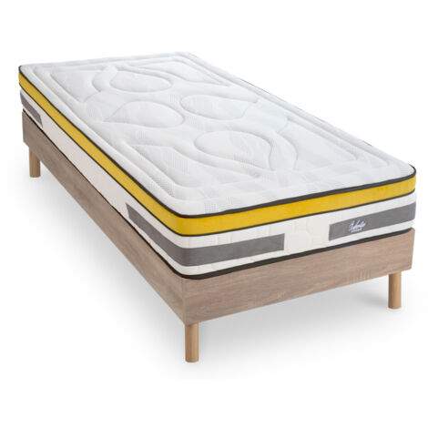 Ensemble Matelas Aubertin Ressorts ensachés Accueil mémoire + sommier kit bois - 90 x200 cm (1/5)