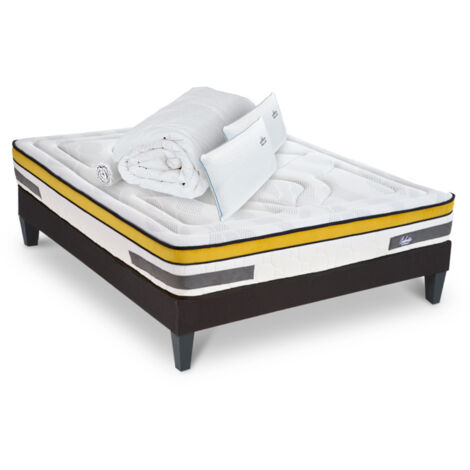 Ensemble Matelas Aubertin Ressorts ensachés Accueil mémoire + sommier + accessoires - 180 x 200 cm (1/5)