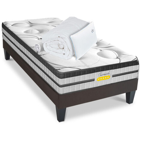 Matelas Concorde Ressorts ensachés Accueil mémoire de forme Ferme+ sommier + accessoires - 90x190cm (1/5)
