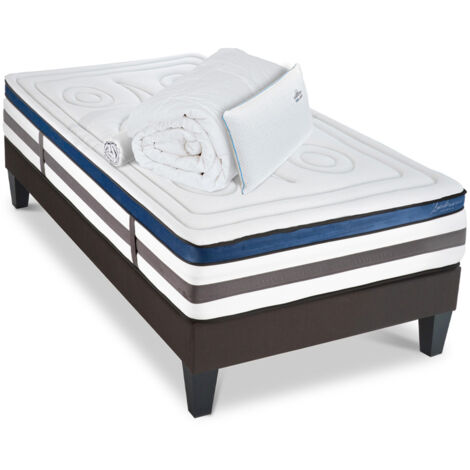Ensemble Matelas Quintessence Mousse Accueil Mémoire Cocooning et sommier + accessoires 80x200 (1/4)
