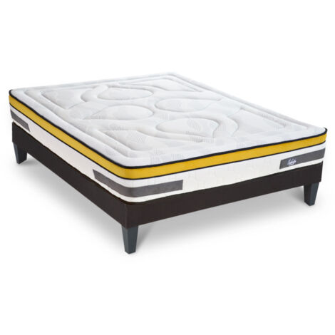 Ensemble Matelas Ressorts ensachés Aubertin - 24 cm + sommier - 200x200 cm (1/5)