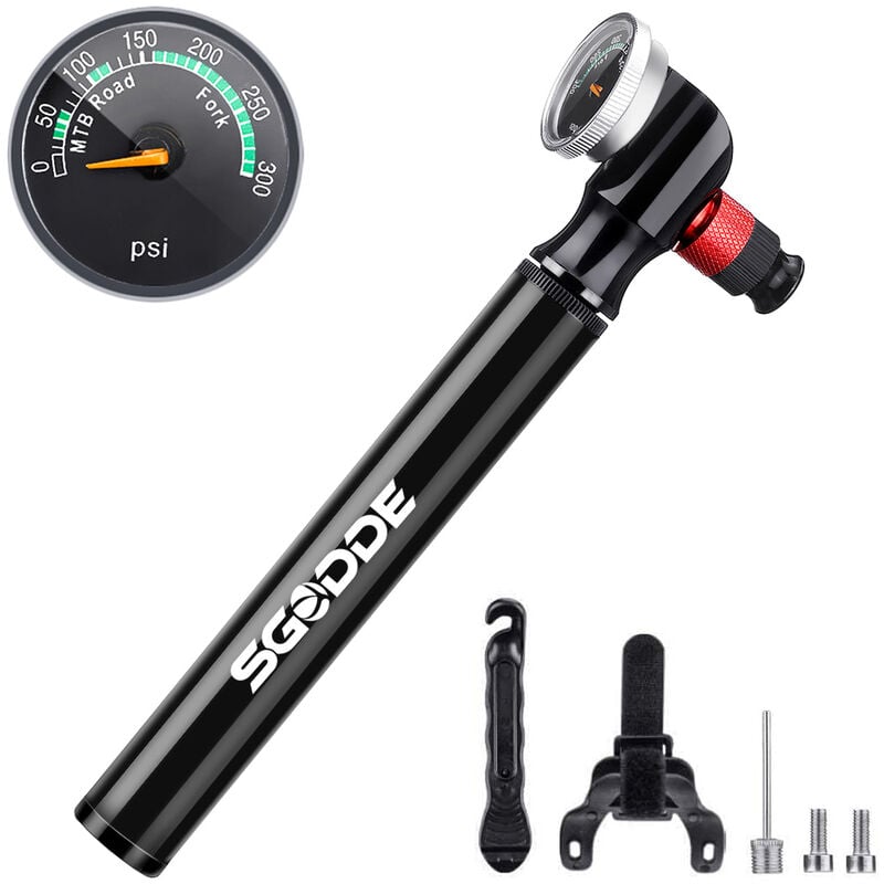 Agito SGODDE 300 PSI Mini tragbares Fahrrad-Manometer, Fahrrad-Luftpumpe  für MTB, Rennrad, Mountainbike