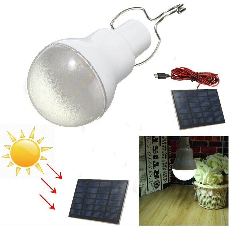 1-10stk 15W LED Solarlampe Glühbirne Solarleuchte Campinglampe Außen-Beleuchtung 