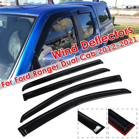 4 Stück getönte schwarze ABS-Kunststoff-Autofenster-Windabweiser für Ford  Ranger Double Cab 2012-2021 Coxolo
