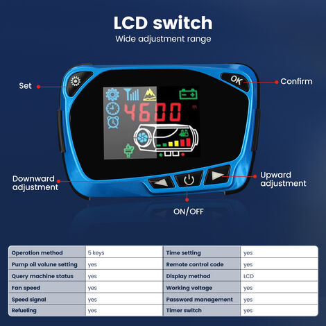 12/24 V LCD-Monitorschalter und Fernbedienung für  Auto-Luft-Diesel-Standheizung Manta