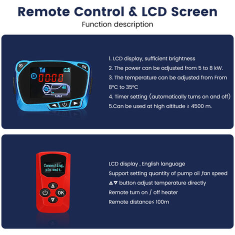 12/24 V LCD-Monitorschalter und Fernbedienung für  Auto-Luft-Diesel-Standheizung Manta