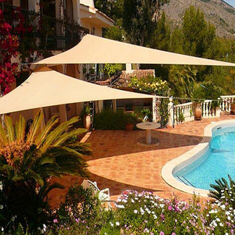 Patio Garten Terrasse Camping wasserdicht Windschutz mit 95% UV Schutz Sonnenschutz für Draußen RATEL Sonnensegel Sand 3 × 5 m Rechteck