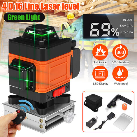 16 Line Laser Level Wasserwaage 4D Kreuzlinienlaser Linienlaser Measure 360° 